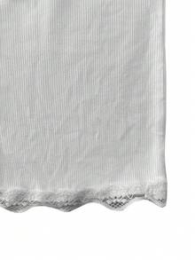 Sexy Women's Deep V-Neck Lace Trim Ribbed Knit Top, Front Button Long Sleeve Slim Fit Cropped Shirt, Autumn/Winter New Style, Suitable For Daily Commute And Date Wear - White - View 7