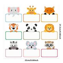 90pcs/10sheets Cute Animal Head Blank Label Stickers, 9 Patterns, Hand-Writable, Stationery Storage Memo Labels, Item Identification Stickers, Desk & Water Bottle Marking Stickers, Storage Classification Stickers, Party Chest Stickers - Multicolor - View 6