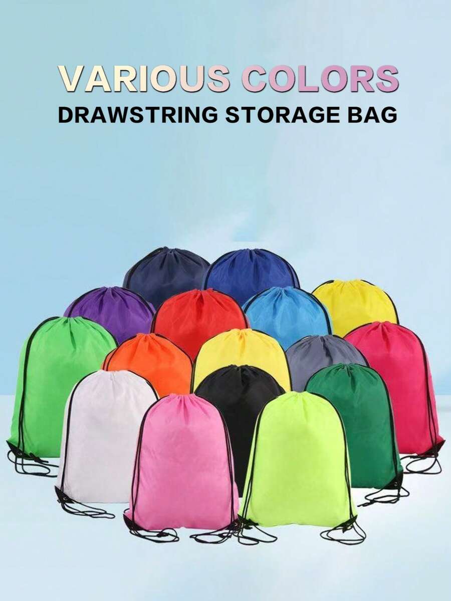 1pc/5pcs/10pcs/15pcs/20pcs Halloween Christmas Drawstring Bag, Marathon Drawstring Bag, Event Bag, Drawstring Storage Bag, Storage Bag, Sports Basketball Bag, Shoe & Clothing Storage Bag, Shopping Bag, Backpack, Sports Activity Bag - Multicolor - View 1