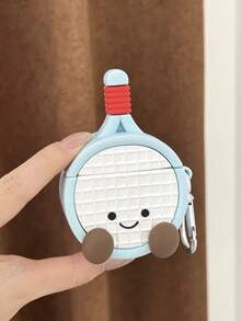 Cool Creative Blue Racket Wireless Bluetooth Earphone Protective Case, Compatible With Apple Airpodspro3, Compatible With Airpods4, Airpods2/1, With Hook - Baby Blue - View 3
