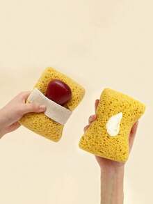 1pc Cheese Shaped Bath Loofah Bag | Gentle Exfoliating Scrubbing Tool | Deep Cleansing Rich Foam | Hanging Soap Storage Bag | Portable Travel Body Care Tool - View 6