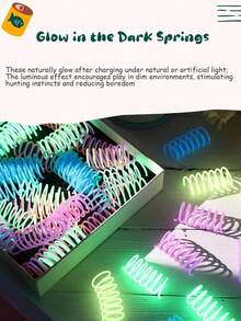 Spiral Spring Cat Toy, Mini Spiral Coil Spring Shape, Multicolor Glow In Dark Design, Stretchable High Rebound Interactive Bite & Bat Play, Indoor Bedroom Living Room Night Solo Play For Kitten Adult Cats, All Year Round Pet Daily Entertainment - Multicolor - View 7