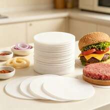 50/150pcs Round White Baking Paper, Non-Stick Round Burger Paper, Wax Paper, High Quality Frozen Patty Separator Paper, 12cm/4.72in With Non-Stick Surface, Easy To Separate, Store And Freeze Burgers And Ingredients - Multicolor - View 3