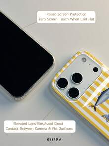 GIIPPA 1pc Yellow Striped & Fish Pattern Design Phone Case, Compatible With Phone 17 Pro Max, 16 Pro Max, 15 Pro Max, 14 Pro Max, Korean-Style High-End Fashion & Fun Phone Case, Suitable For 11/12/13/14/15/40 Pro Max Plus, Elegant Design For Men & Women, Perfect Gift For Girlfriend On Christmas, Valentine's Day, Easter, Wedding Season And Birthday! - Yellow - View 6