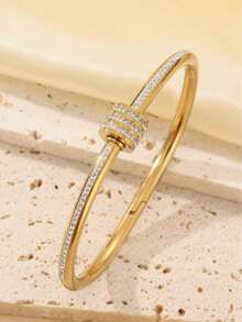 5pcs/Set Personalized Multi-Color Stainless Steel Bracelet Set, Unique Design, Fashionable , Multi-Element Design, Exquisite Ideal Gift, Never Fade Jewelry, Versatile Style, Suitable For Vacation, Holiday, Party Wear - Gold - View 7