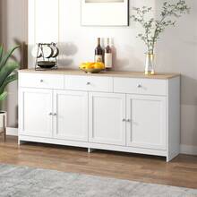 Wood-Effect Sideboard, Modern Storage Cabinet For Living And Dining Rooms - White - View 5