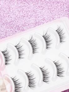 5 Pairs 3D Natural Fluffy False Eyelashes,Fluffy Spiky Manga Lash,Cartoon Makeup Effect, Suitable For Cartoon Style Eye Makeup, Strip Eyelashes, False Eyelashes.,Suitable For Daily Work Meetings, Natural False Eyelashes. - Black - View 6