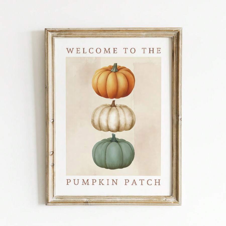 1pc Frameless Vintage Pumpkin Patch Farmhouse Fall Wall Art Dorm Gift - Multi-color - View 1