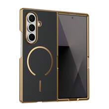 VIETAO Mendukung Pengisian Daya Nirkabel, Desain Elektroplating Magnetik, Casing Ponsel Kompatibel dengan Galaxy Z Fold 8 Ultra 7 6 5 4, Casing Ponsel Berlapis Pola Serat Karbon Kompatibel dengan iPhone Duo - Hitam - View 12