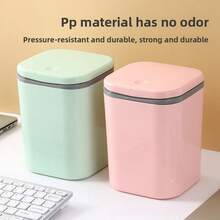 Mini Desktop Trash Can With Rotating Lid, Small Plastic Waste Basket, Odor-Proof Desktop Trash Can, Suitable For Paper Scraps, Fruit Peels, Keeps Desktop Tidy, Suitable For Home, Office, Bedroom, Coffee Table, Living Room, Study, Bathroom - A - View 1