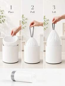 75PCS/15pcs/1pc 4 Gallon Small Drawstring Trash Bags, Disposable Garbage Bags, Trash Can Liners, Back To School Dorm Waste Bags For Bathroom, Kitchen, Bedroom, Office, Apartment, Travel, Small Bins And Daily Home Cleanup - A - View 9