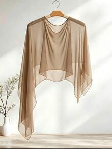 1pc Short Chiffon Cape Shawl For Women, Pullover Cape Vest To Pair With Skirts - Multicolor - View 16