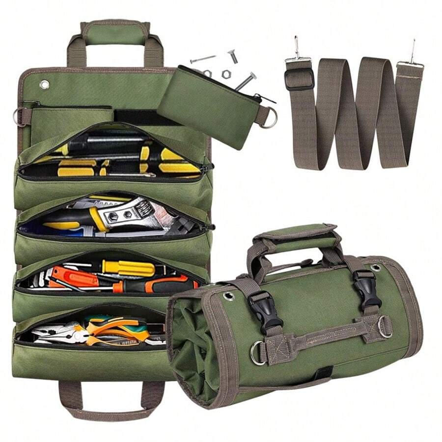 [Bolsa de Ferramentas Resistente] 1 Peça Bolsa Organizadora de Ferramentas Impermeável e Resistente com Design Portátil Enrolável, Alça de Ombro Ajustável bolsa masculina