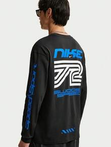 Nike Men's AS U NSW TEE LSE LS SWOOSH SPE Long Sleeve Knit Collarless T-Shirt TIM3782-010 - Black - View 2