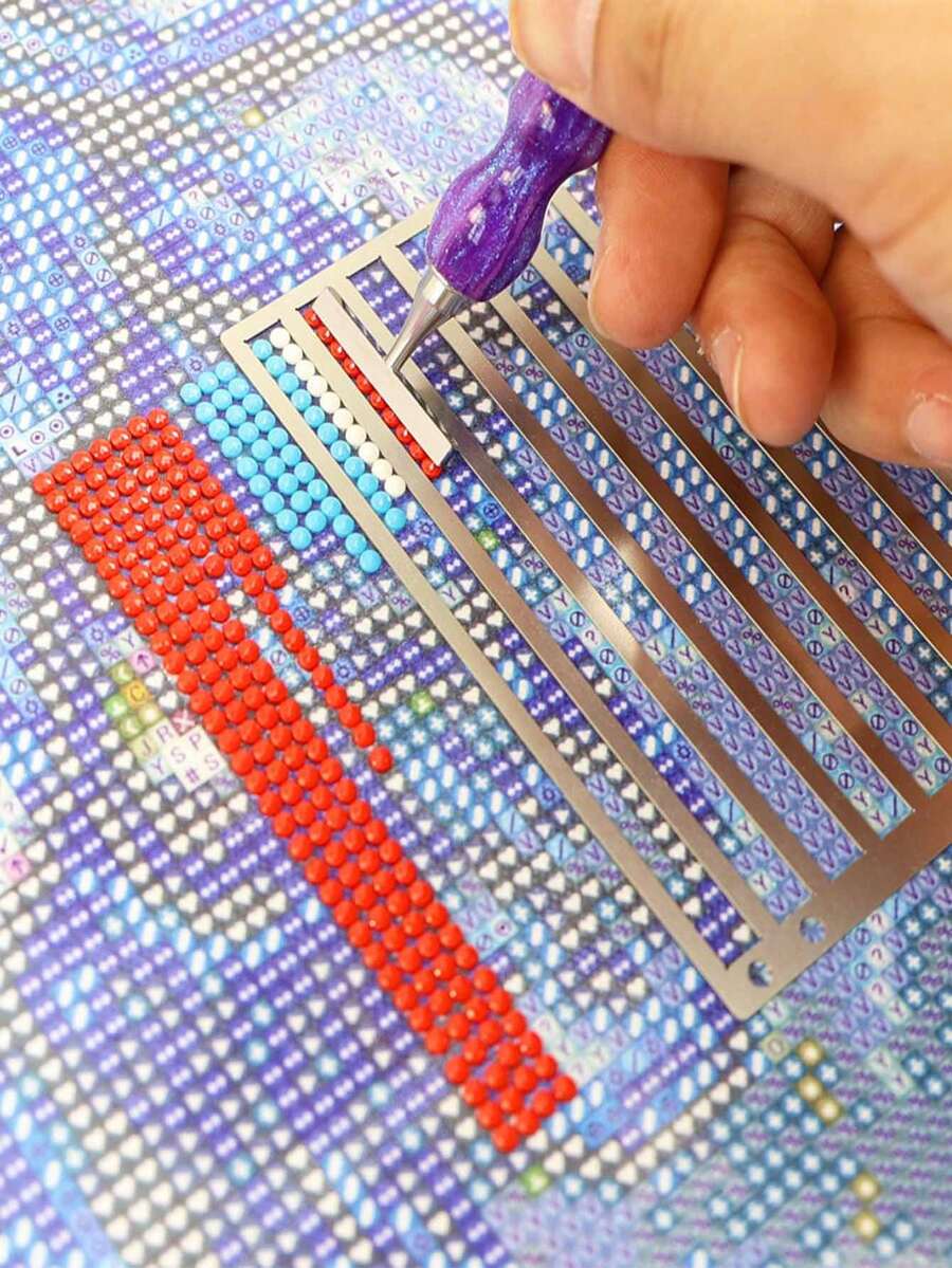 Stainless Steel Diamond Painting Ruler, 1/2/3 Rows, Suitable For Square/Round Diamonds, Ruler And Diamond Painting, Diamond Painting Ruler, Premium Diamond Alignment Tool, Suitable For DIY Diamond Painting Tools - A - View 1