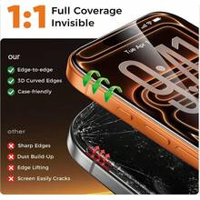 Pelindung Layar Kaca Tempered 9D Full Screen, Kompatibel dengan iPhone 18 Pro/18 Pro Max/17 Pro Max/17 Air/16 Pro Max/16E/15/14 Plus/13/12 Mini/11 Pro Max/X/XS Max, Aplikasi Film Penghilang Debu Otomatis, Definisi Tinggi dan Transparansi Tinggi, Anti Sidik Jari dan Anti Gores, 9H Tahan Ledakan yang Ditingkatkan, Pemasangan Cepat Bebas Gelembung, Perlindungan Tepi Cakupan Penuh, Pelindung Layar Ramah Casing Ponsel - Clear - View 5