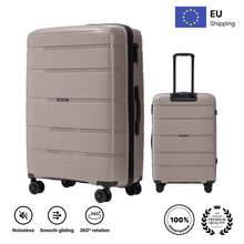 W WINGS 3 PiecesLuggage Set (20", 24", 28") | ABS+Hard Shell Suitcase, Combination Lock, Telescopic Handle, 360° Spinner Wheels - Champagne - View 6