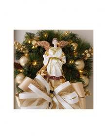 Guirlanda Natalina LEDs Decoração Enfeite Anjo Dourado 50cm - A - Visão 2