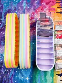 Rak Penyimpanan Lukisan Berlian 10 Slot + 1 Pena Lukisan Berlian Merah Muda, Dengan Rol Embossing Berlian, Praktis Untuk Mengatur Tas Lukisan Berlian yang Berantakan/Menyimpan Pena, Pinset, dan Alat Lainnya, Berbagai Warna - A - View 8