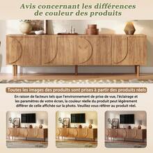 Tv Stand Natural With Storage With Shelves With Doors Made Of Wood For Living Room - Natural - 查看 11