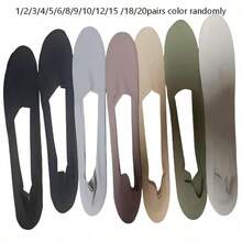 1/3/6/12 Pairs Men's Solid Color Breathable Soft Nylon Low-Cut Invisible Socks With Anti-Slip Gel Heel, Suitable For Sports Or Daily Wear - Multicolor - View 12