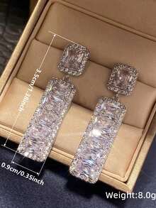 1對奢華立方鋯石水滴耳環，適合女性佩戴，可用於婚禮、訂婚、情人節等場合，也是送給媽媽、母親、母親節的理想禮物 - 1# - 查看 5