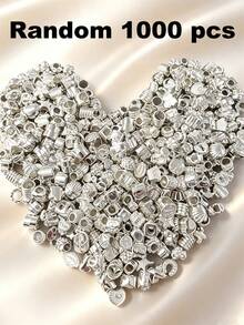 25/50/80/100/150/200/300/500/1000pcs Silver Random Acrylic Beads, For Jewelry Making, Bracelets, Necklaces And Craft Accessories - Silver - View 22