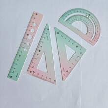 Juego de 4 reglas metálicas con degradado estilo macaron, regla de 15 cm, kit de herramientas de medición de varias piezas, ampliamente utilizado para tareas de matemáticas, dibujo técnico y diseño de scrapbooking - Gobernante - Ver 15