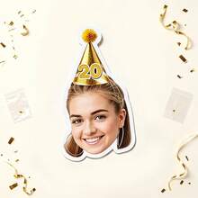UNICCUT Customized Luxury Birthday Hat With Photo & Age Sticker, Personalized Face Photo Label Sticker, Birthday Party Decoration Gift Card, Prom, Birthday Party Decor, Holographic - Multicolor - View 11