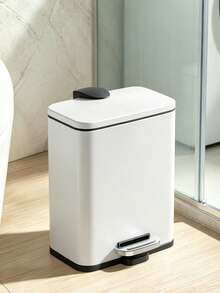 5L Large Capacity Metal Pedal Trash Can With Lid, Square Waste Bin, Suitable For Home Living Room Bedroom Kitchen Bathroom Office Space, Stainless Steel Durable Modern Design Garbage Container Storage Bin - View 4
