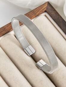 1 buah Gelang Stainless Steel Matte Vintage Terbuka, Tahan Air & Tahan Pudar, Perhiasan Pergelangan Tangan Minimalis untuk Pria, Hadiah - szgss012 - View 10