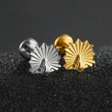 1PC ASTM F136 Titanium 16G Sun Ray Shell Stud Cartilage Earrings Tragus Helix Labret Lip Piercing Jewelry Vintage - Internal Thread - View 1