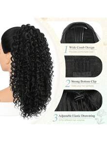 Curly Drawstring Ponytail Extension With Comb Clips For Women – 16-Inch Synthetic Wavy Curly Ponytail Hairpiece, Suitable For Daily Wear, Halloween, And Christmas - Multicolor - View 5