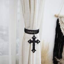 1pc Vintage Style Metal Cross Curtain Tieback Accessory Curtain Holder Curtain Holdback For Home Office Decoration - one-size - View 2