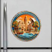 Valencia City Of Arts And Sciences Fallas Bloom And Orange Trees By The Mediterranean Magnet Where Every Plaza Dances With Fire And Joy Keepsake For All Metal Surfaces Throughout The Home - A - View 2