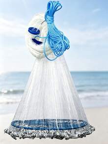 Easy Throw Hand Cast Fishing Net, Durable Nylon Monofilament Cast Net With Flying Disc & Lead Sinkers, Wear‑Resistant And Tear‑Proof,Portable Hand Throw Fishing Net For Freshwater Saltwater,Outdoor Fishing,Convenient Carrying And Storage - White - View 3