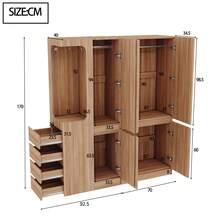 Large Wardrobe Bedroom With Storage With Doors Natural Wood With Drawers And Shelves - 自然的 - 查看 5