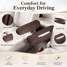 2PCS Upgraded Side Pocket Elastic Fabric Car Armrest Covers, Soft And Durable, Easy To Install And Clean, All-Season Use, Car Interior Accessories, Suitable For Business Truck/Van/RV/SUV Seat Armrests - Multicolor - View 4