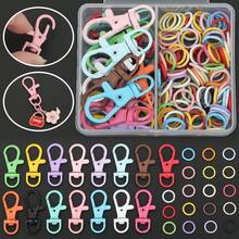 112pcs/Box DIY Random Mixed Color Key Ring Making Parts, Includes 12pcs Colorful Enamel Rotating Lobster Clasp + 100pcs Jump Rings, Suitable For Braided DIY Keychains, Bag Charms, Spring Clasps, Pet Collar Connectors, Open Connectors, Keychain Accessory Making Materials, DIY Key Ring Accessory Making - Lobster Buckle & Jump Ring - View 4
