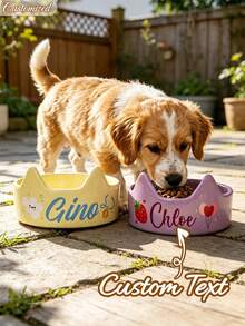 Personalized Ceramic Pet Bowl Customized Cat & Dog Food Dish, Customized Design Dog Bowl, Personalized Dog Food Bowl With Name, Gift For Dog Lovers, Cat Feeding Bowl Pet Gift - Suitable For Cats & Dogs, Applicable For Food And Water Supply, Various Dog Bowl Styles - Multicolor - View 3