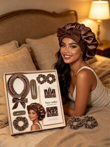 Heatless Curling Set, Create Natural Wavy Curls Overnight Without Heat Damage. Includes Satin Sleep Cap, Hair Bands And Hair Clips. Soft And Silky Texture, Easy To Use During Sleep. Suitable For Home And Travel, Get Charming Curls Every Morning. - Multicolor - View 1