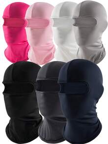 1/2/3pcs Men's Solid Color Elastic Thin Breathable Balaclava Hat, Suitable For Daily Wear, Skiing, Sports Matching - Pink - View 11