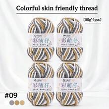 4-Pack Colorful Variegated Medium-Weight Yarn, Hand-Knitted Scarf Yarn, Fancy Knitting Yarn For Hats - 4 Pack - View 9