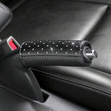 Luxury Diamond‑Studded Car Gear Shift Knob Cover Handbrake Sleeve, PU Leather Auto Gear Lever Protection Cover, Universal Fit Most Vehicles, Stylish Car Interior Modification Accessories - B - View 8