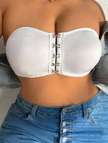 Front Closure Plus Size Bra For Women - White - View 6