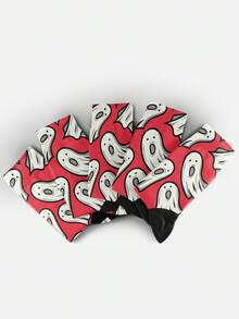 Cool 360° Printed Men's Socks - Streetwear Socks,Ark Skull,Cartoon Ghost,Halloween,Gothic,Colorful,Funny Socks, Fit Daily, Holiday & Party Occasions - Red - View 5