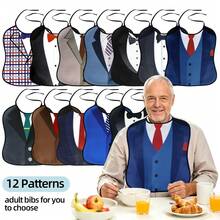 1pc Adult Bib, Comfortable And Practical, Reusable, Suit Pattern, Brings Happiness And Warmth To Your Dining Table, Unisex, Suitable For All Seasons, Perfect For Nursing Homes, Hospitals, Restaurants, Home Dining And More, Ideal Gift For Christmas And Thanksgiving - Multicolor - View 2
