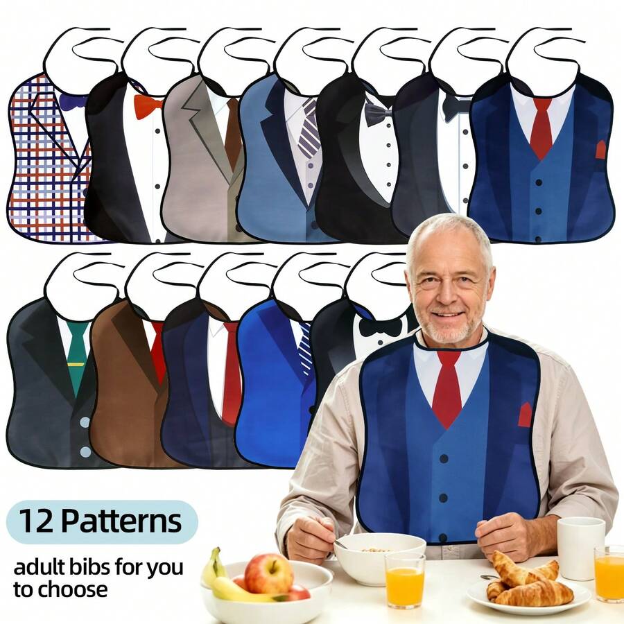 1pc Adult Bib, Comfortable And Practical, Reusable, Suit Pattern, Brings Happiness And Warmth To Your Dining Table, Unisex, Suitable For All Seasons, Perfect For Nursing Homes, Hospitals, Restaurants, Home Dining And More, Ideal Gift For Christmas And Thanksgiving