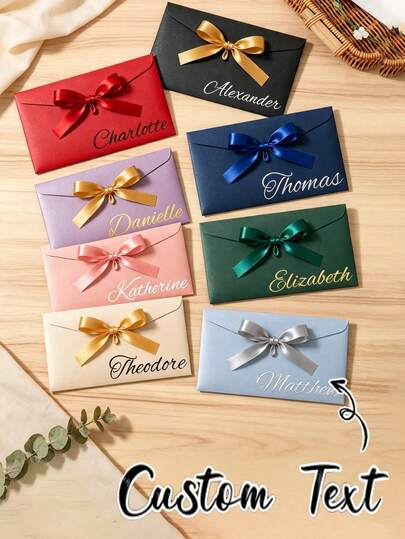 Custom Envelopes For Business Event Invitations Personalised Gift Voucher Envelope With Satin Ribbon & Custom Name For Festival And Party