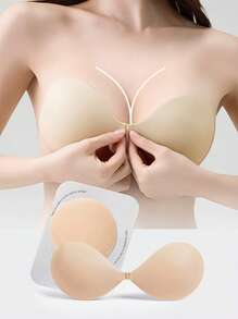 SHEIN Reusable Silicone Sticky Bra Invisible Push Up Strapless Backless Self-Adhesive Bra Lightweight Anti-Slip Seamless Lift Nipple Cover Women Intimates - Multicolor - View 1